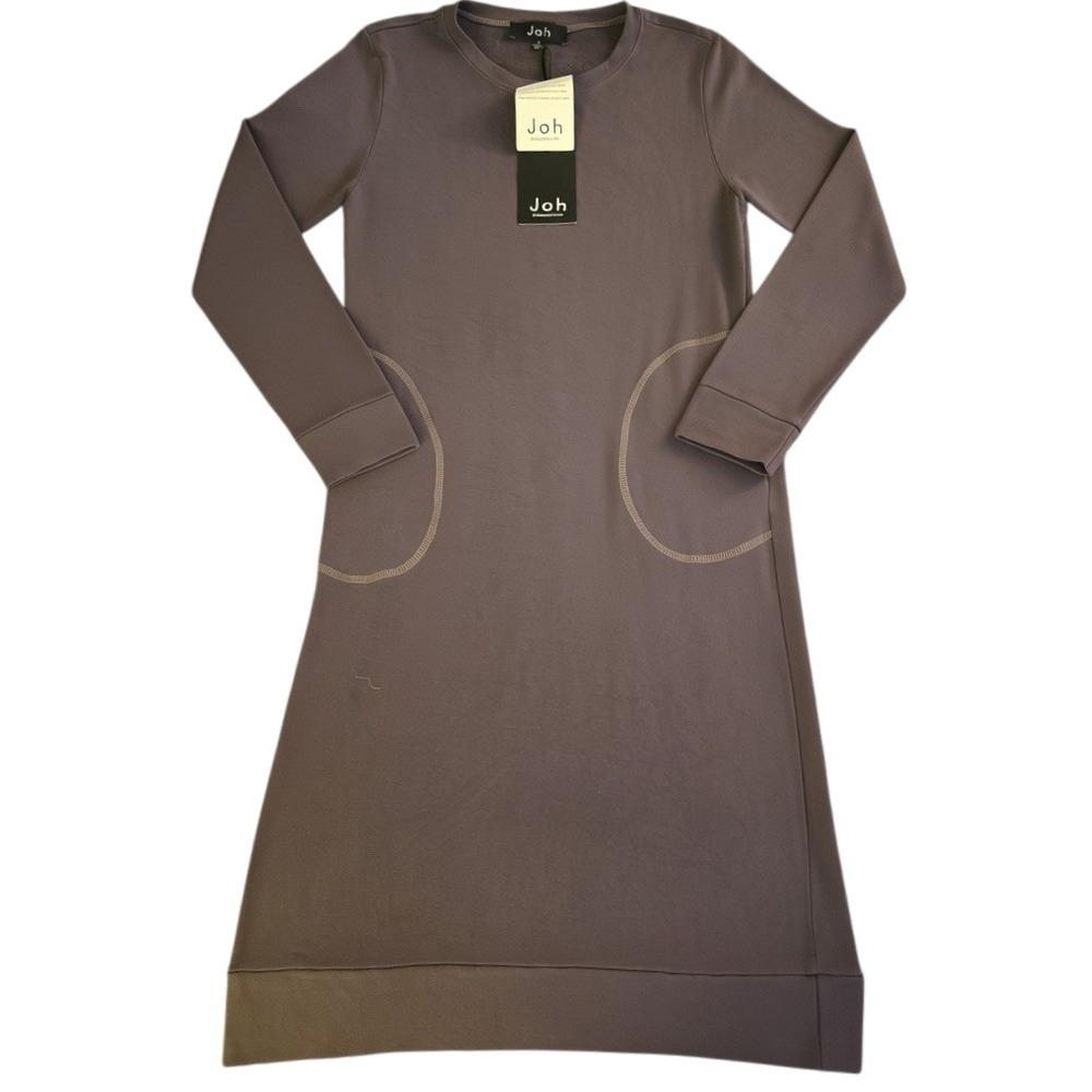 Joh Womens Gray Long Sleeve Dress NWT Size Small Pockets Casual Shift Midi